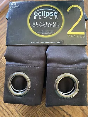 Blackout Eclipse BLACK Curtains. 63 Inch 2 Panels • $2.50