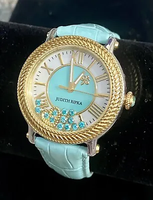 Blue/Gold Judith Ripka Odyssey Floating Heart Diamonique Charm Watch • $74.99