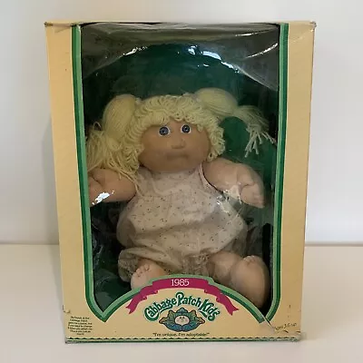 Cabbage Patch Kids Girl Doll Blonde Hair Blue Eyes Box Papers Xavier Roberts '85 • $59.99