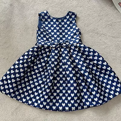 Rachel Riley Girls Heart Navy Dress Age 4 • £15