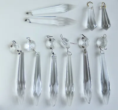 10 Vintage Glass Chandelier Drops Facetted Crystal Style Crafts Suncatchers • £10