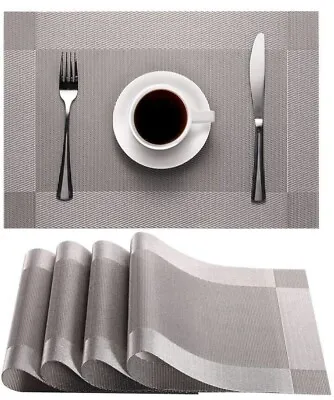 $6.99 • Buy 🔥Set Of 4 PVC Placemats Non-Slip Heat Insulation Dining Table Mats 17.7x11.8🔥