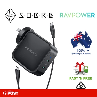 $99.95 • Buy RAVPower 90W USB C PD 3.0 GaN Wall Charger Type C Fast Charging Adapter AU PLUG