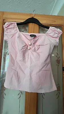 Collectif Dolores Pastel Pink Off The Shoulder Top Size 10 • £10