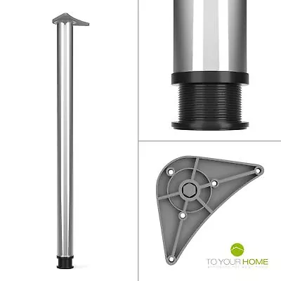 Height Adjustable Breakfast Bar Worktop Desk Table Leg Support Chrome Black • £14.49