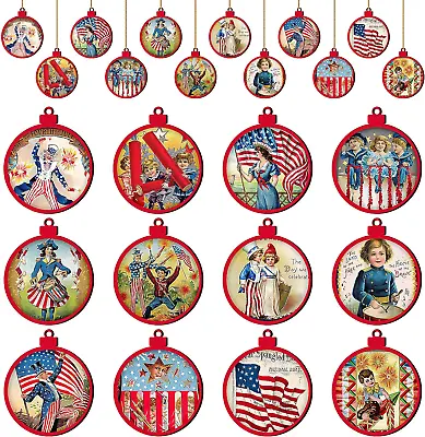 24 Pcs 4Th Of July Ornaments For Tree Memorial Day Decorations Vintage Patriotic • $11.47