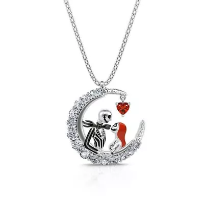 Jack And Sally Skellington Nightmare Before Christmas Necklace Pendant Gift Bag • £7.99