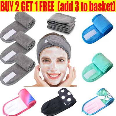 Adjustable Facial Hairband Shower Spa Makeup Yoga Head Band Toweling Hair Wrap • £2.22