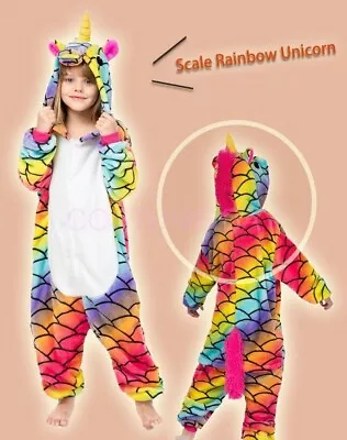 $17.28 • Buy Scale Rainbow Unicorn Onesie Kigurumi Pajamas Unisex Sleepwear Cosplay Costume
