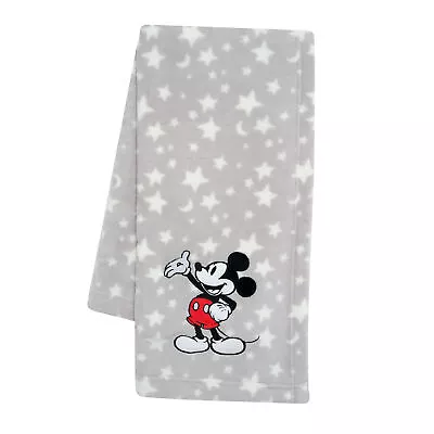 Lambs & Ivy Disney Baby Mickey Mouse Stars Gray Soft Fleece Baby Blanket • $21.99