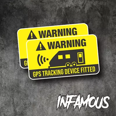 2x Warning Caravan Gps Tracking Sticker Decal Side Vehicle • $4.99