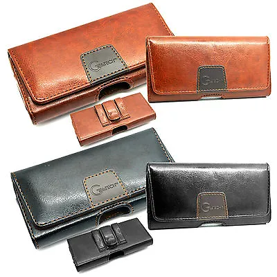 Luxury Leather Belt Pouch Leather Holster Case With Twin Belt Loop And Clip  • £6.95