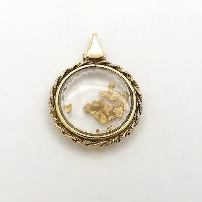 24k Alaskan Placer Gold Nuggets Encased Charm Pendant 10k Frame And Bail • $255.55