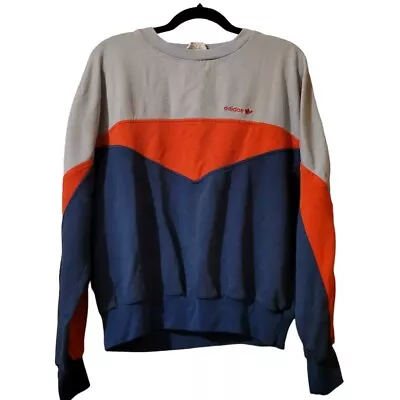 Adidas Vintage Sweatshirt Size Medium Tres Foil Embroidered Color Block Crewneck • $54