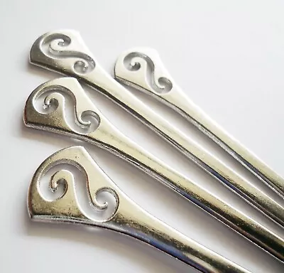4 Metal Sticks 5  Long Simple 'S' Swirl Design Hair Sticks Bright Silver • $4.99