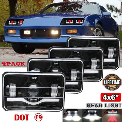 4x6  H4 LED Headlights For Chevy Camaro Iroc-Z Z28 1982 1983 1984 1985 1986-1992 • $64.59