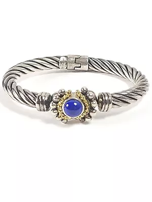 Italian Designer Flli Menegatti Sterling Silver Clamper Bracelet Blue Lapis • $195