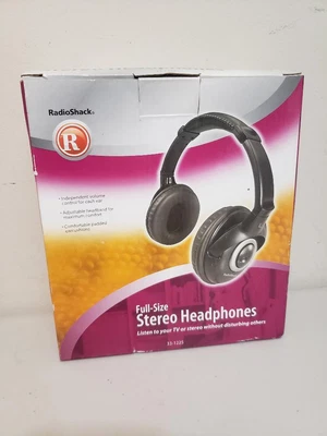 $19.99 • Buy Radio Shack Black Stereo Headphones 33-1225 Full Sized Closed Cup NEW OB