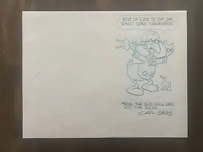 💥 Drawn & Signed Carl Barks Self Portrait Duck Sketch Art Sketch SDCC 1974 💥 • $4997