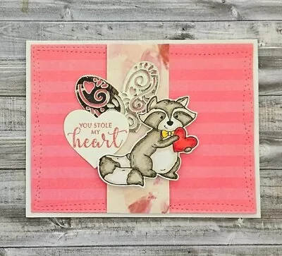 Handmade Love Valentines Card: You Stole My Heart Raccoon With Heart Cute Love • $4.99