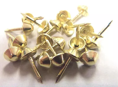 100 Tapered Cone Head Decorative Tack Nail Shiny Gold • $10.97