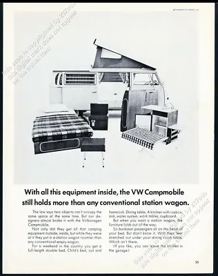 1969 VW Camper Bus Campmobile Equipment Photo Volkswagen Vintage Print Ad • $8.09