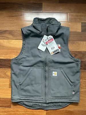 New Carhartt Mens FLAME-RESISTANT QUICK DUCK SHERPA LINED VEST Flame Resistant • $89.99