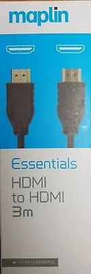 Maplin - 3 Meter Black HDMI To HDMI Cable - High Speed - New And Unused • £8.99