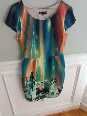 Vtg  Gucci Silk Dress Large Tom? Ford? Italy Tower  Bridge London Tie Dye • $125