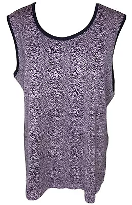 Misook Women Pink Navy Acrylic Slit Sleeveless Shell Tank Top XL • $20.97