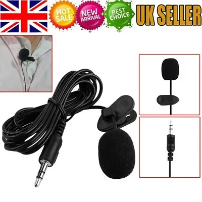 Clip-on Lapel Mini Lavalier Mic Microphone 3.5mm For Mobile Phone PC Recording • £2.99
