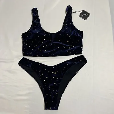 NWT Zaful Womens 2XL Stars Celestial Bikini Bottoms Swimsuit Velvet Plus • £19.30
