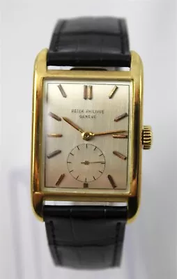 Vintage Patek Philippe Ref 2434 Manual Wind 18K Yellow Gold Tank Wristwatch • $12000