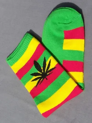 £4.68 • Buy Pair Socks Man Woman 39 40 41 42 43 Weed Marijuana Rasta Yellow Green Red