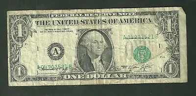 Error 1974 United States 1 Dollar FRN Misaligned Overprint Paper Money • $76.95