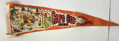 Vintage Cape Cod Massachusetts Bright Pennant Banner Flag Light Houses • $32.95