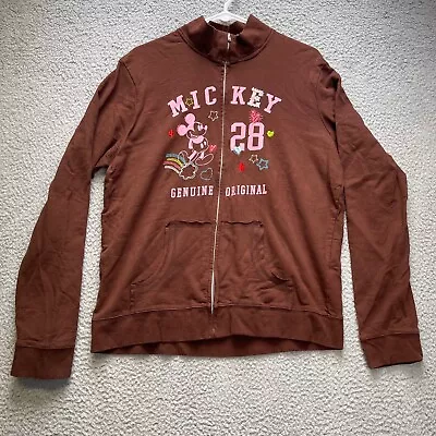 Disneyland Resort Jacket Womens XL Brown Mickey Mouse 28 Full Zip • $9.95