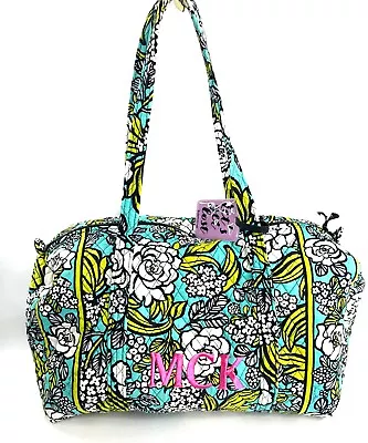 Vera Bradley Island Blooms Lime Turquoise Black Large Travel Duffel Bag • $31.58