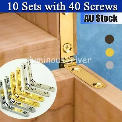 10PK Small Mini 90 Degree Decorative Jewelry Box Hinges Zinc Alloy +Screws OZ • $9.01