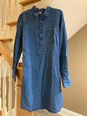J Crew H7677 NWT Size XL Long Sleeve Chambray Shirt Dress W/ Side Button Accents • $44.99