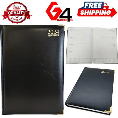 2024 A4/A5 Week To View Black Diary  Year Weekly Diary Journal And Planner • £4.99