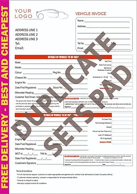 A4 Car Sales Invoice Receipt Pad Book / Part Exchange / Personalised / FREE P&P • £12.80