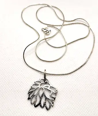 Vintage Handmade Lion Head Cut Out Pendant Necklace 925 Sterling Silver 24  Mark • $44.99