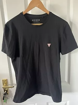 GUESS Men's Triangle Logo Crew Neck Short Sleeve T-Shirt Soft Cotton Medium • £12