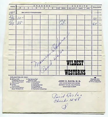 MAUREEN O'HARA Signed Personal Medical Records From 1960 AuToGrApH VINTAGE • $55.20