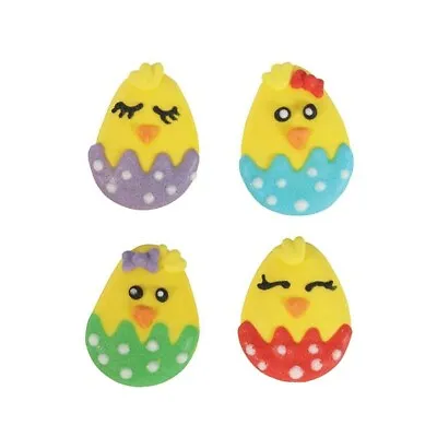 Easter Chick Sugar Pipings X 12 Edible Cake Decorations • £1.99