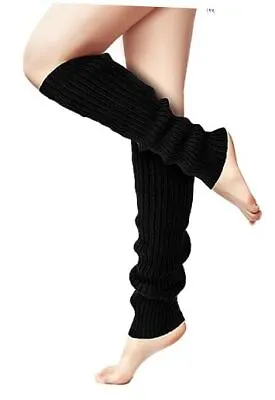  Leg Warmers - Fashion Knit Neon Leg Warmers For Women 80s Sports Party Black • $11.37