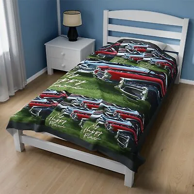 My Happy Place Classic Muscle Car Show Velveteen Plush Blanket • $54.73