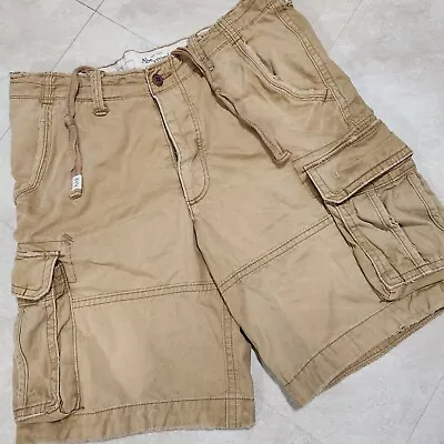 VTG Abercrombie & Fitch Mens 36 Drawstring Heavyweight Button Fly Cargo Shorts • $34.95