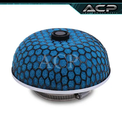 Universal 3  Black Mesh Blue Short Ram Cold Intake Turbo Mushroom Air Filter • $17.99